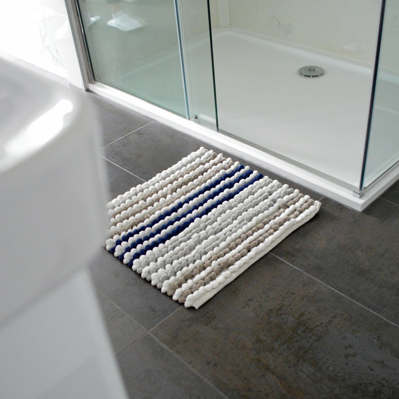 Kupar Chunky Bobble Square Bath Mat, Navy