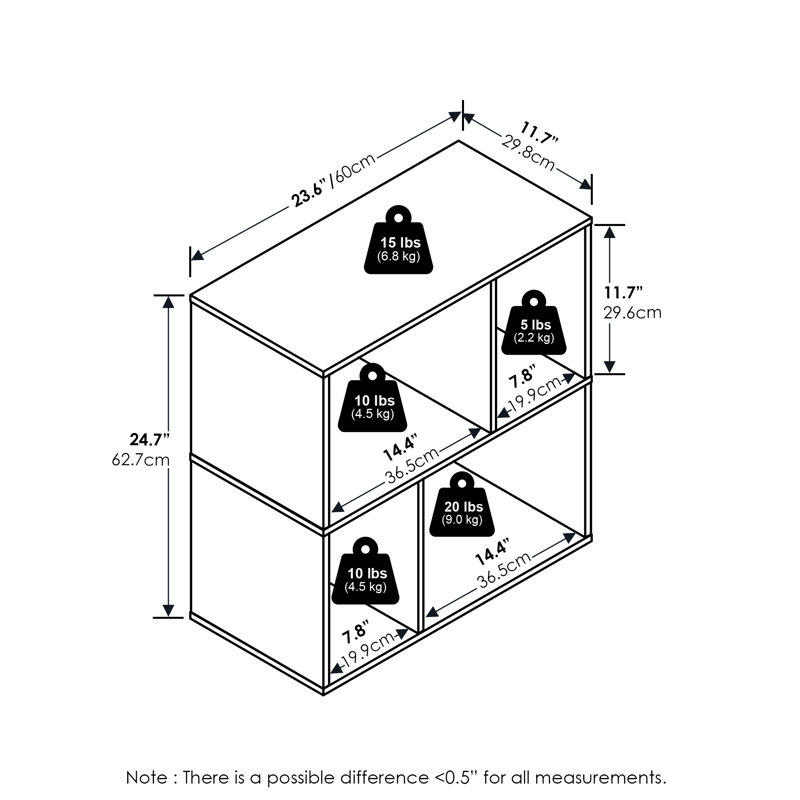 Dubinska 4-Cube Irregular Cubes Bookcase, Bookshelf, Storage Organizer, Espresso