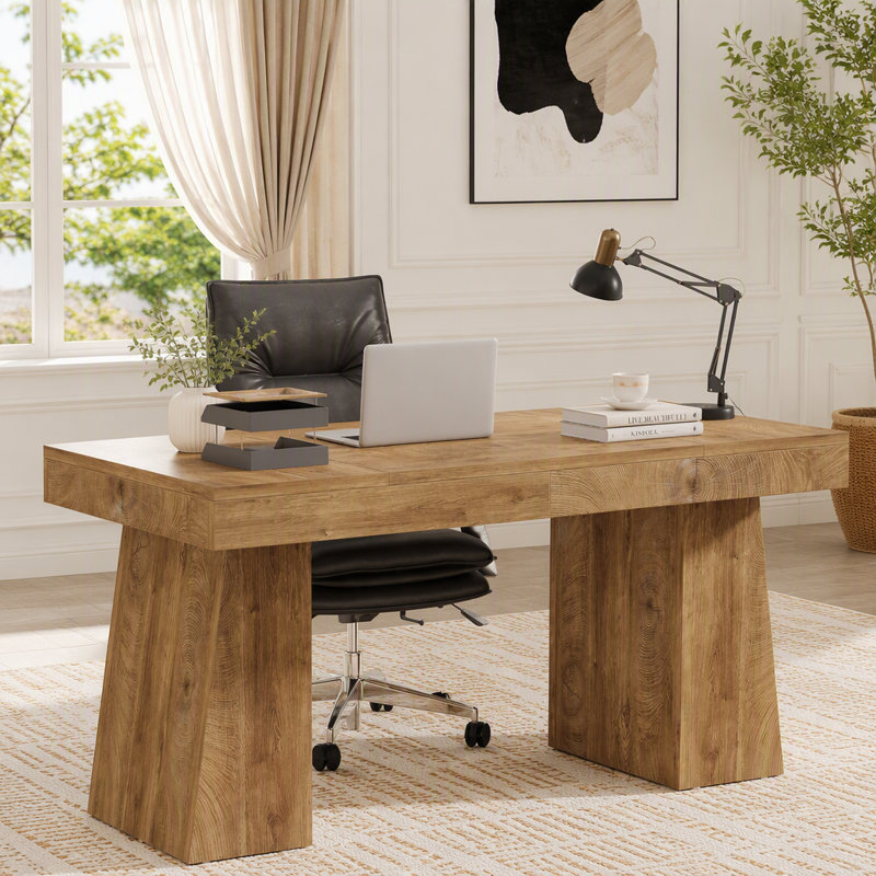 Bureau de direction moderne 55,12 "avec piédestal à double trapèze
