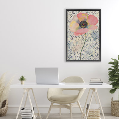 Dotted Floral Pink Poppy Floating Frame, design by LSR Design Studio