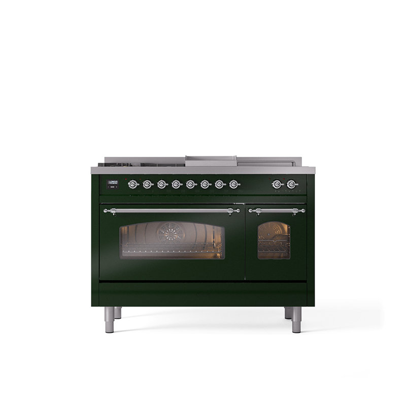 ILVE Nostalgie II 48 Dual Fuel Range, Emerald Green/Chrome, Liquid Propane