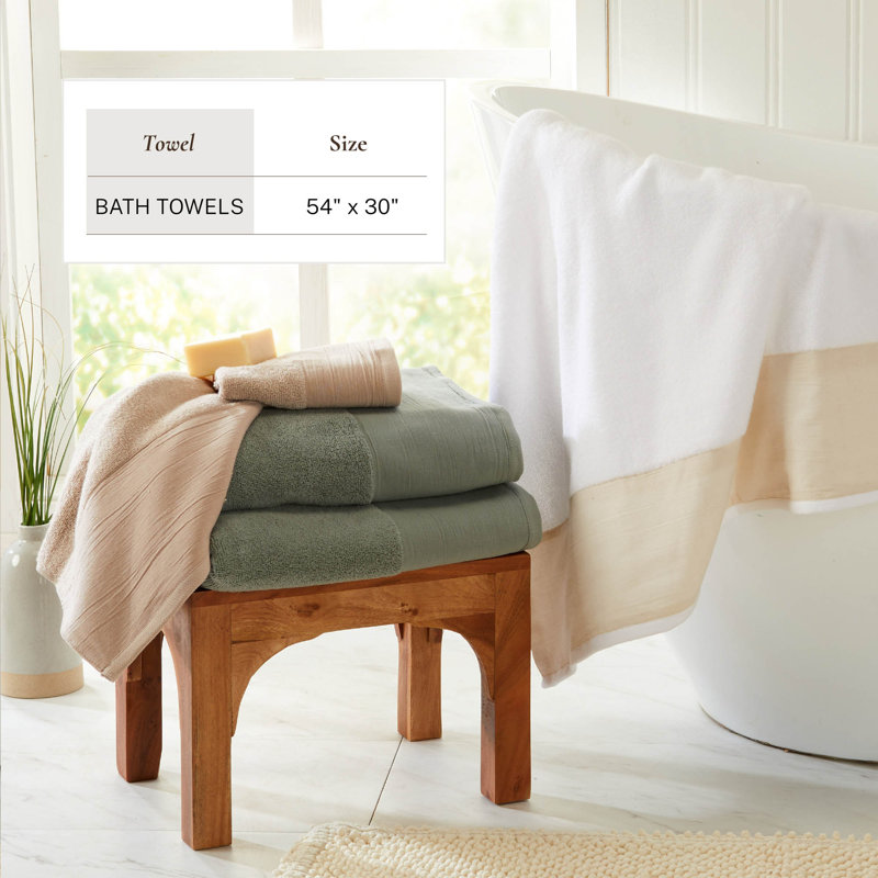 Ensemble de serviettes de bain 100% coton, Vert sauge, Serviettes de bain - paquet de 4