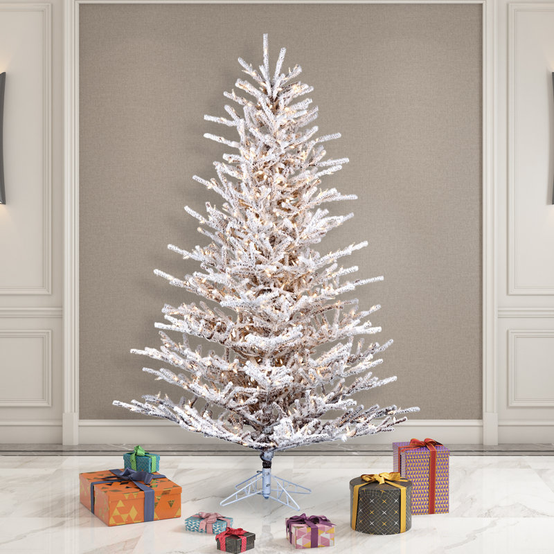 Flocked Stick Pine Artificial Christmas Tree, 6'