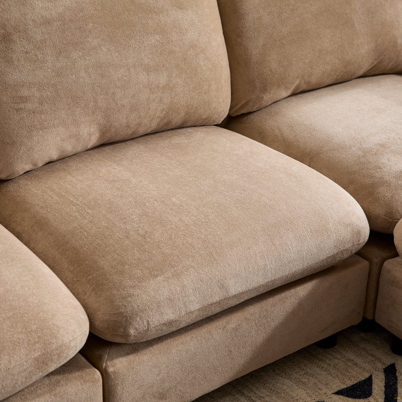 Oversize 5-Piece L Shaped Modular Free Combination Sectional Velvet Sofa Couch With Ottoman, 34" H x 130" W x 67" D