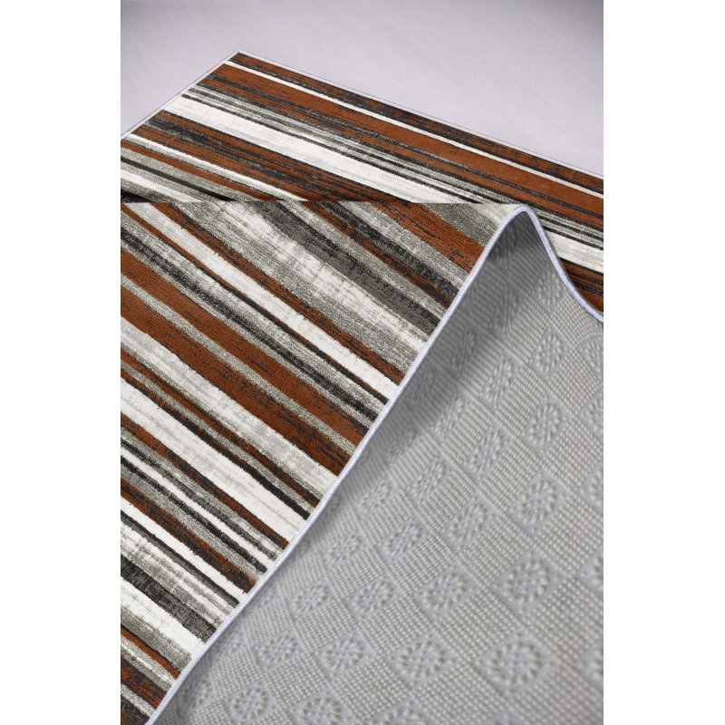 Stylish Hall Carpet (3.3 x 4.9 ft), 100% Polyester, 0.3 in Pile Height | Antibacterial, Non-Slip PVC Dot Underside | Woven Design with 3D Digital Printing | Machine Washable, Perfect for Home Décor & Comfort