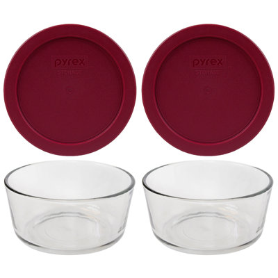 Pyrex (2) bols en verre 4 tasses et (2) couvercles en PC