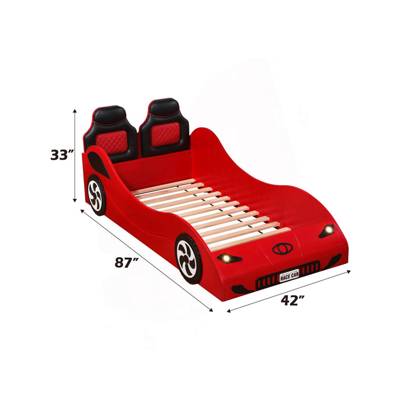 Lit voiture simple avec DEL Colen, Rouge
