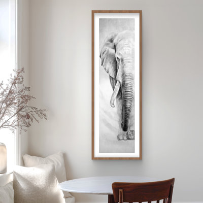 Grand éléphant - reproduction encadrée grise mat pour la décoration intérieure