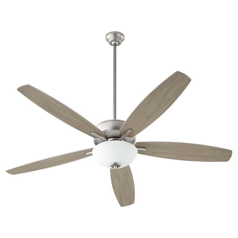 Aramayis 60'' Ceiling Fan with Light Kit, Satin Nickel with Silver and Weathered Gray Blades