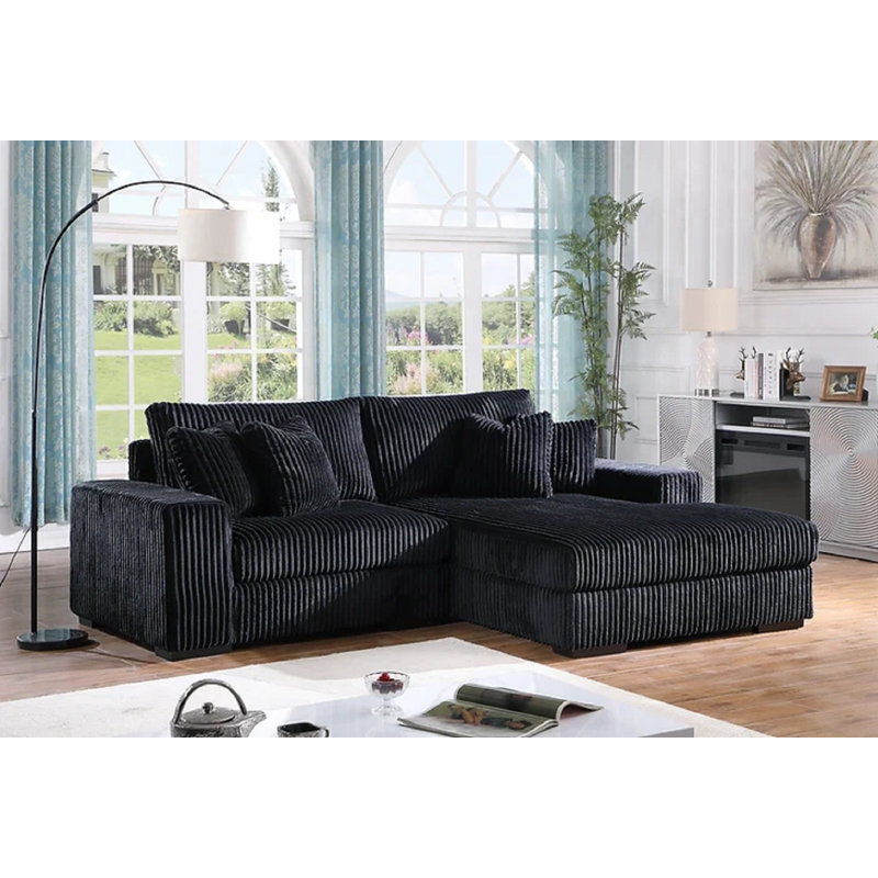 Canapé modulaire 2 pièces Mikeria, Mélange de coton noir Jodee