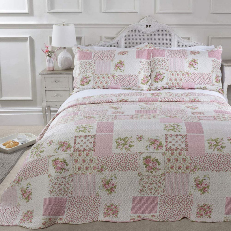 Fiskeville Patchwork Bedspread with Pillow Sham, 250 x 250cm Bedspread + 2 Pilllow Shams