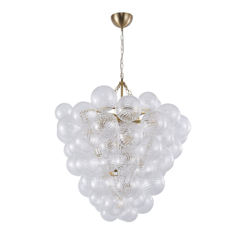 Lustre en métal 8 lumières avec abat-jour en verre transparent