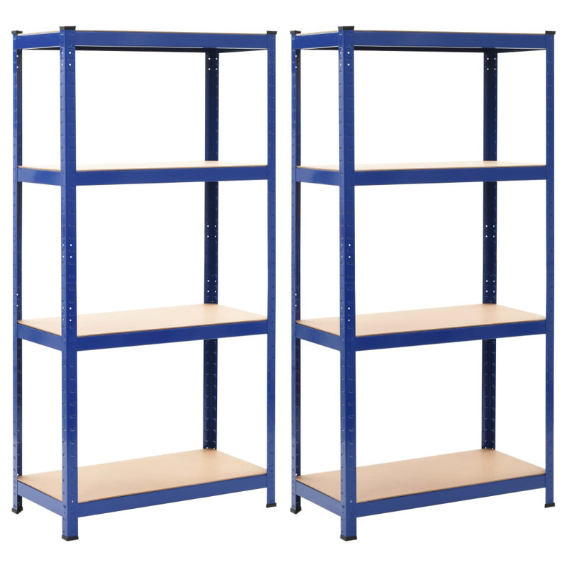 Shelf Storage Bookshelf Shelving Unit 5-Layer Steel and Engineered Wood, Blue