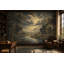 Papier peint paysage sombre foncé, gravure vintage, vallée, décoration murale amovible-129446035-129446030