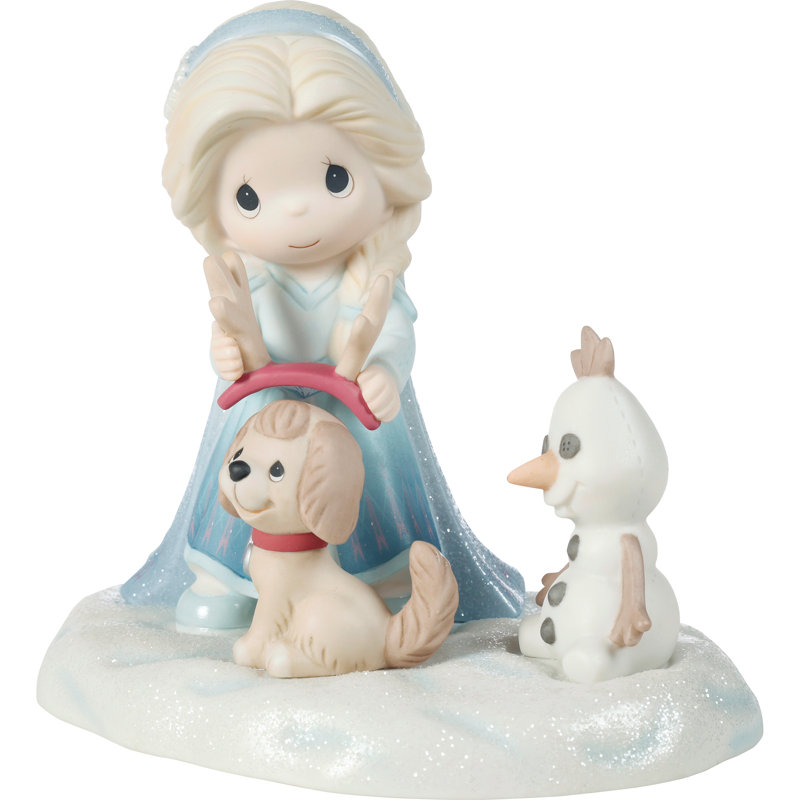 Figurine Precious Moments Disney Frozen Elsa Girl and Dog Sven 5,31 pouces