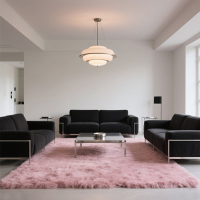 Tapis rose doux moelleux avec envers antidérapant