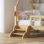 Structure de lit simple avec garde-corps et escabeau, lit plateforme en bois massif-748427315