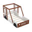 Lit simple en forme de voiture Fun pour enfants garçons et filles, lit plateforme blanc et orange avec design ludique
