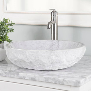 Lavabo de salle de bain vasque circulaire fait à la main en marbre