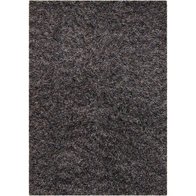 Steil Authentic Hand-Woven Black Polyester Shag Area Rug