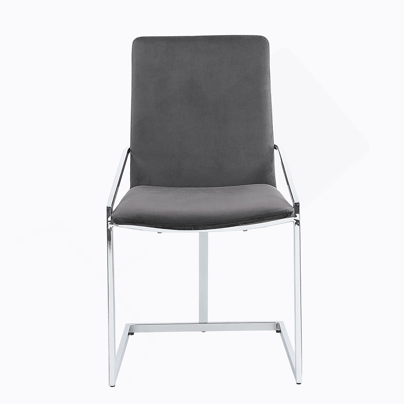Chaise d'appoint en velours gris et finition chromée (ensemble de 2)
