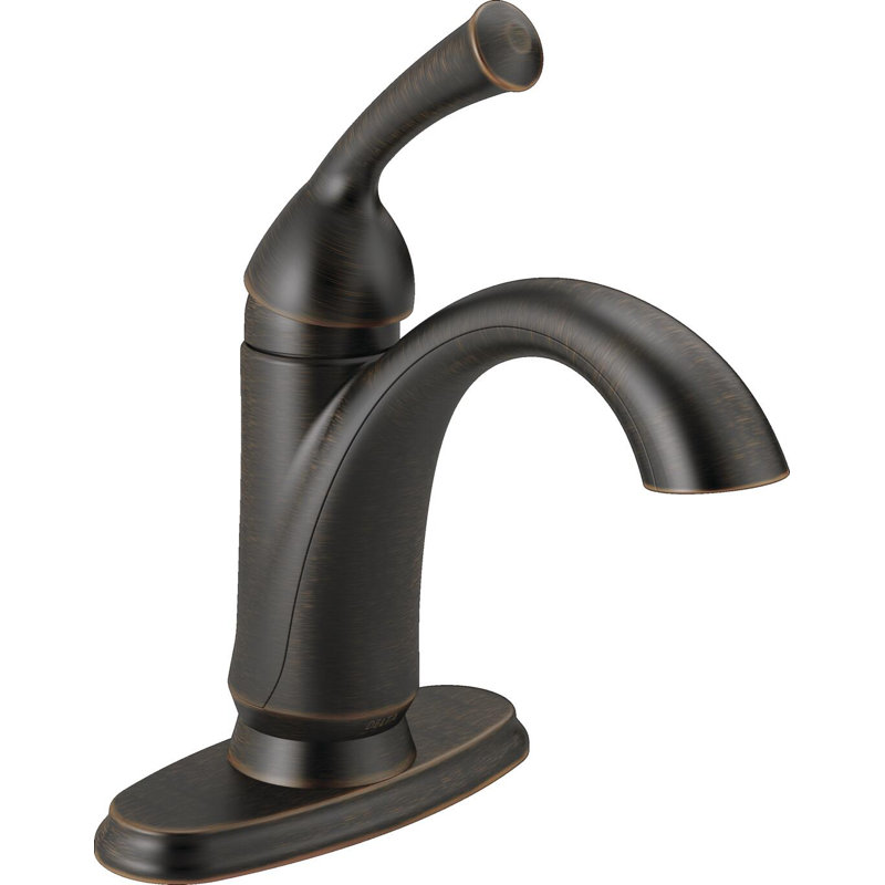Robinet de salle de bain monotrou Haywood avec drain, robinet de salle de bain à poignée simple, Bronze vénitien