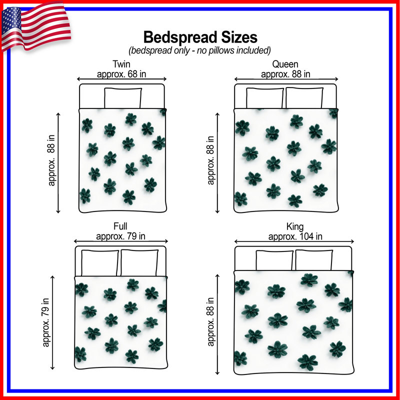 Green Succulent Pattern Quilted Bedspread All Sizes, King