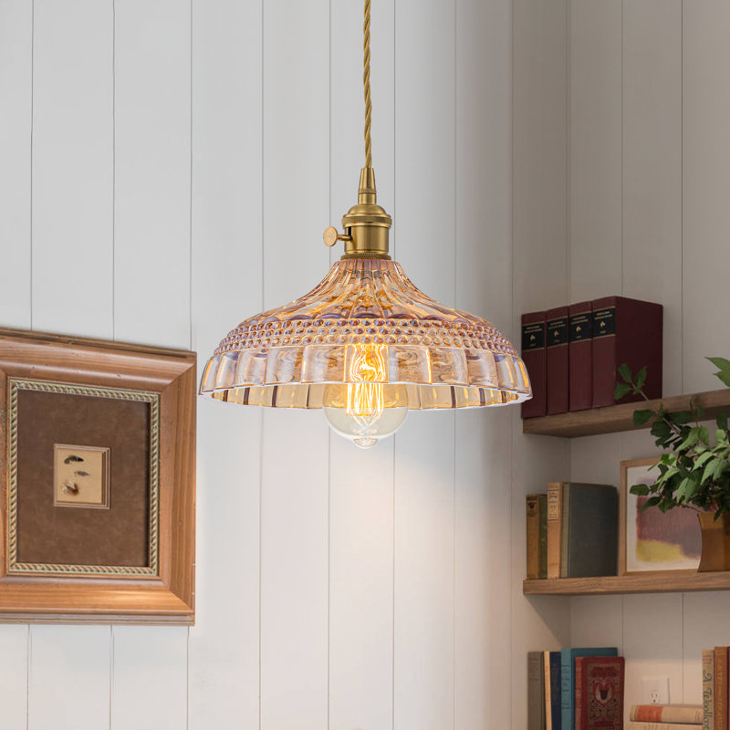10" Vintage 1-Light Lily-Shaded Glass Pendant Light