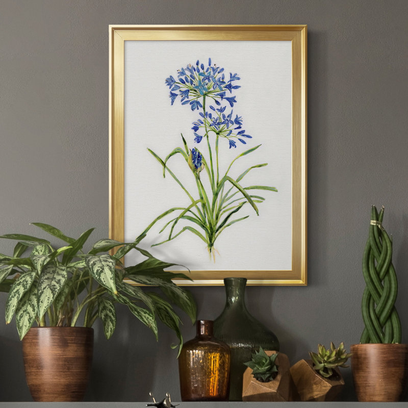 «Blue Lived Botanical I», peinture sur toile encadrée, Or, H 22,5 po x l 30,5 po x P 1,5 po