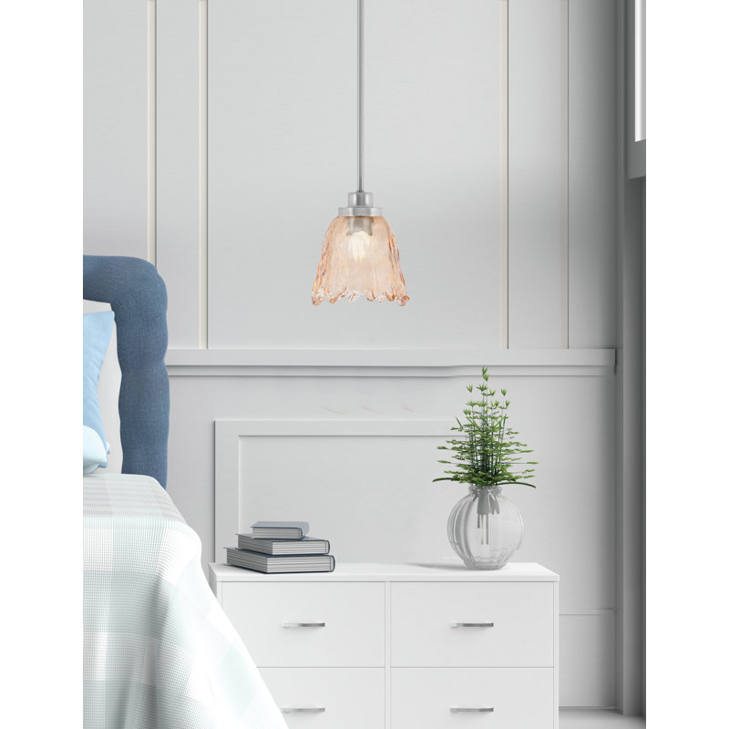 Suspension Alirra Mini, nickel brossé, verre lave ambré de 18 cm, Amber/Brushed Nickel