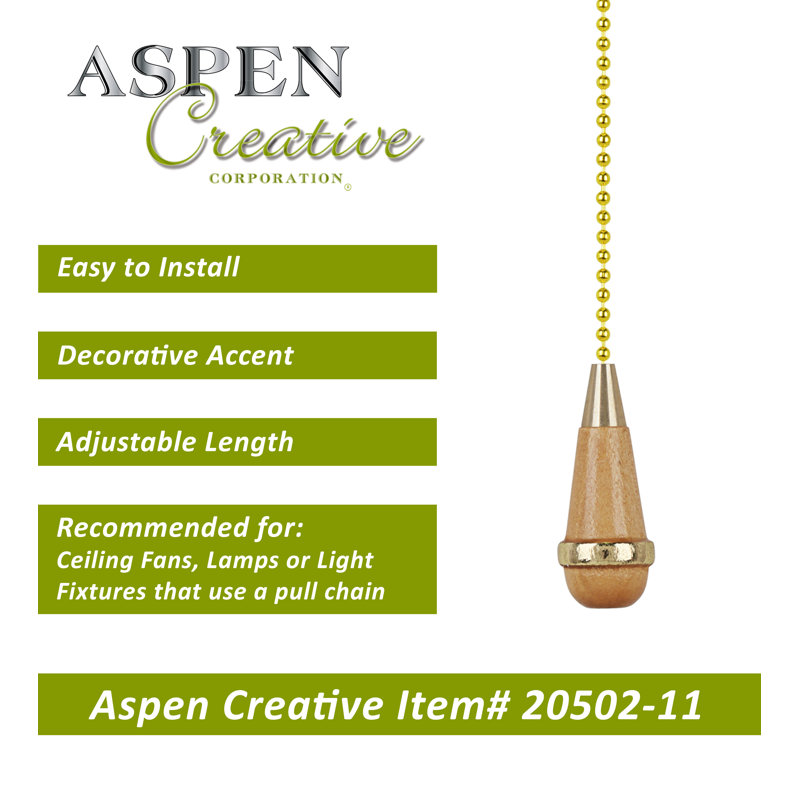 Natural Wood and Brass Ceiling Fan Pull Chain