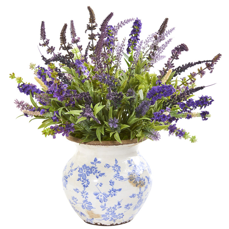 Arrangement floral lavande artificiel en vase