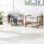 Ensemble de 2 chaises longues Modern Patio, corde en bois d'acacia, coussins beiges