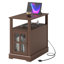 Table de bout avec station de charge, table d'appoint étroite avec ports USB et prises USB HOMcom, petite table avec rangement caché et tablette ouverte pour le salon, brun