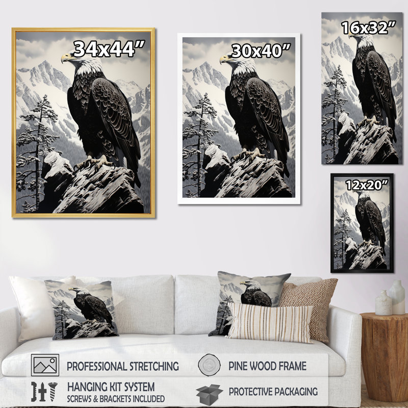 «Mosaic Bold Eagle Majesty II», reproduction sur toile, Cadre naturel flottant, H 44 po x l 34 po x P 1,5 po