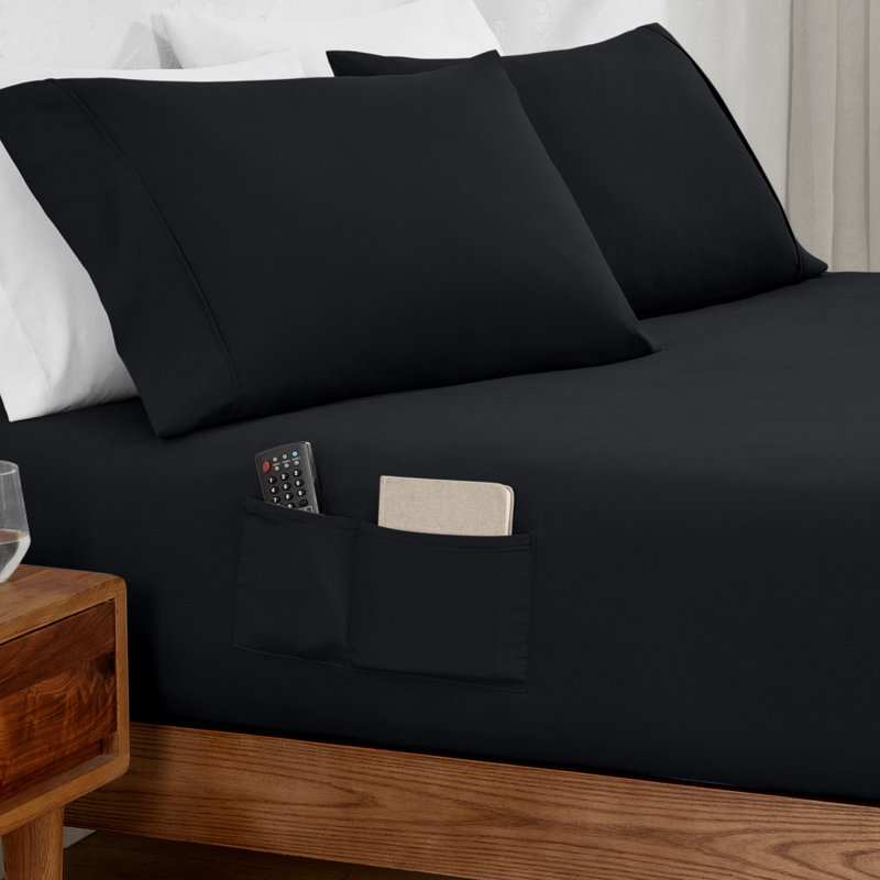 Drap-housse à double poche, Drap-housse grand, Noir