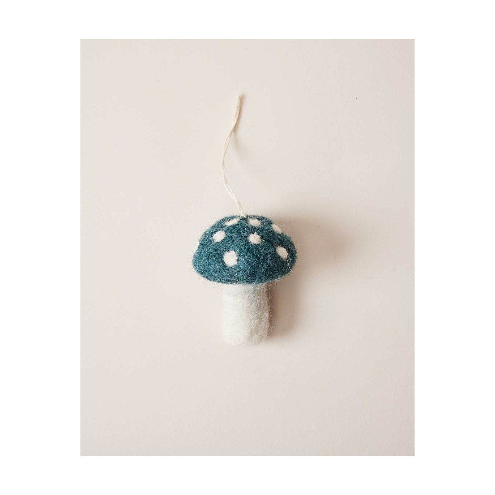 Felted Mushroom Ornament, Teal, 2.5" H x 1.88" W x 1.88" D