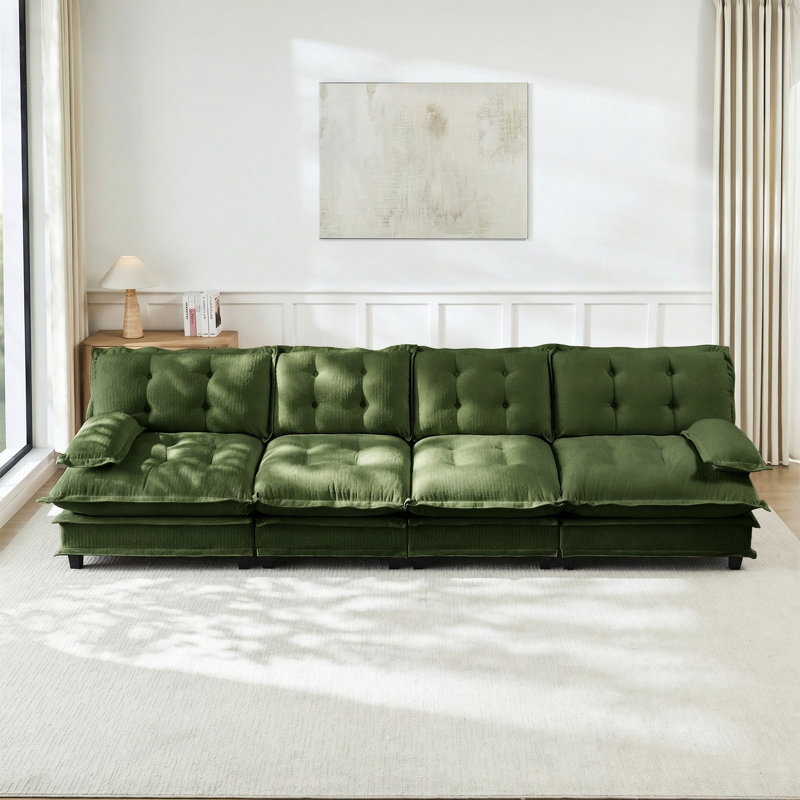Canapé modulaire moderne modulaire 4 places, chenille respirante modulaire de 138 po, siège confortable pour salon modulaire avec configuration personnalisable, coussins en chenille
