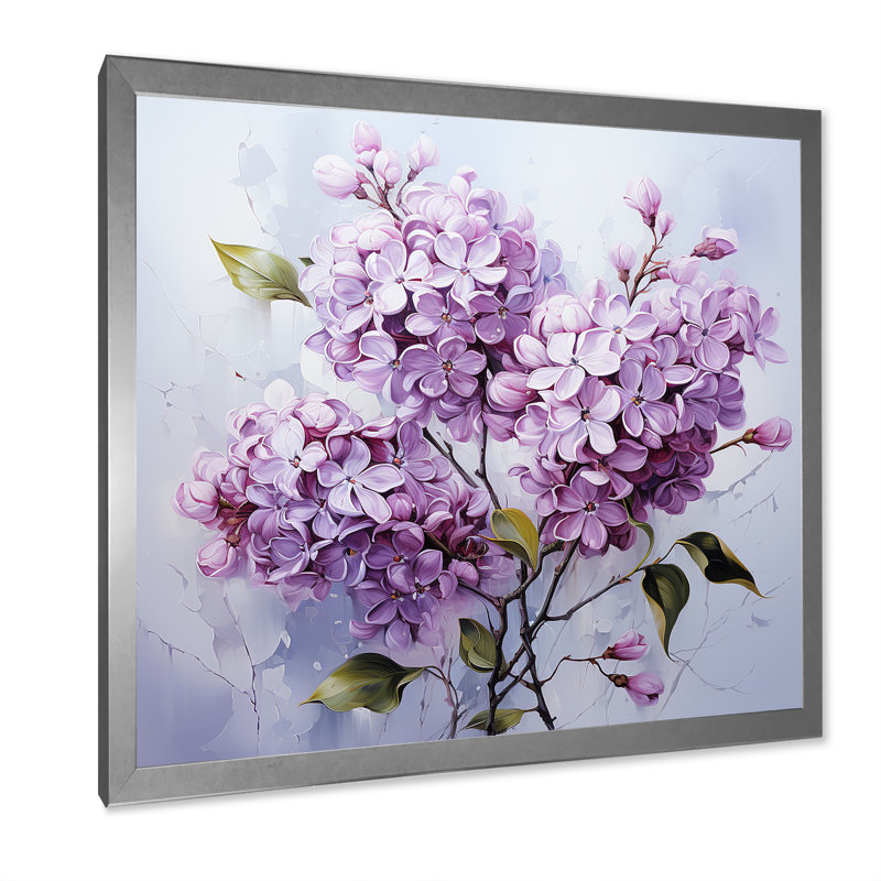" Minimalist Elegance Dreamscape Lilac Bouquet ", 30" H x 30" W x 1" D, Silver Single Picture Framed