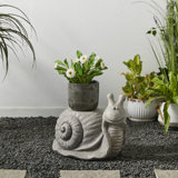 16.25"L MGO Snail Garden Statue Or Planter Stand