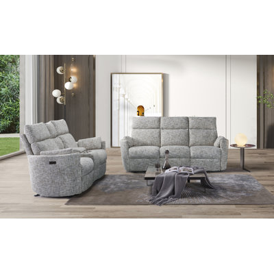 Upholstered Power Reclining Sofa And Power Reclining Console Loveseat 2-piece Living Room Set