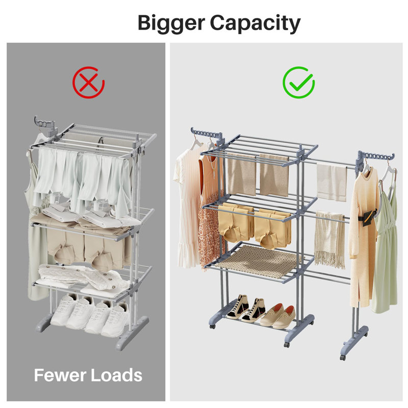 Extensible Stainless Steel 4-Tier Foldable Drying Rack