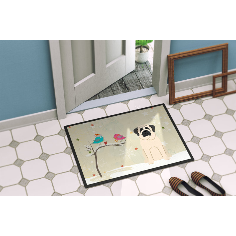 Tapis de porte Akintunde, Blanc, Rectangle 1 pi 6 po x 2 pi 3 po