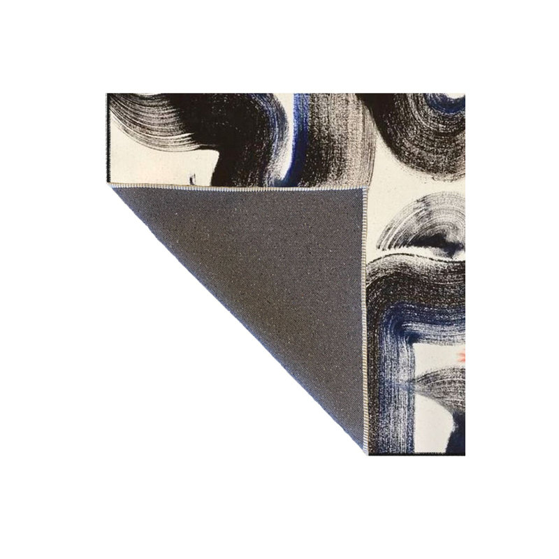 Tapis crème moderne brossé lavable à la machine, Sous-tapis carré 3 pi 3 po inclus