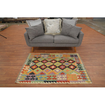 Colorful Handwoven Kilim Rug 3x5