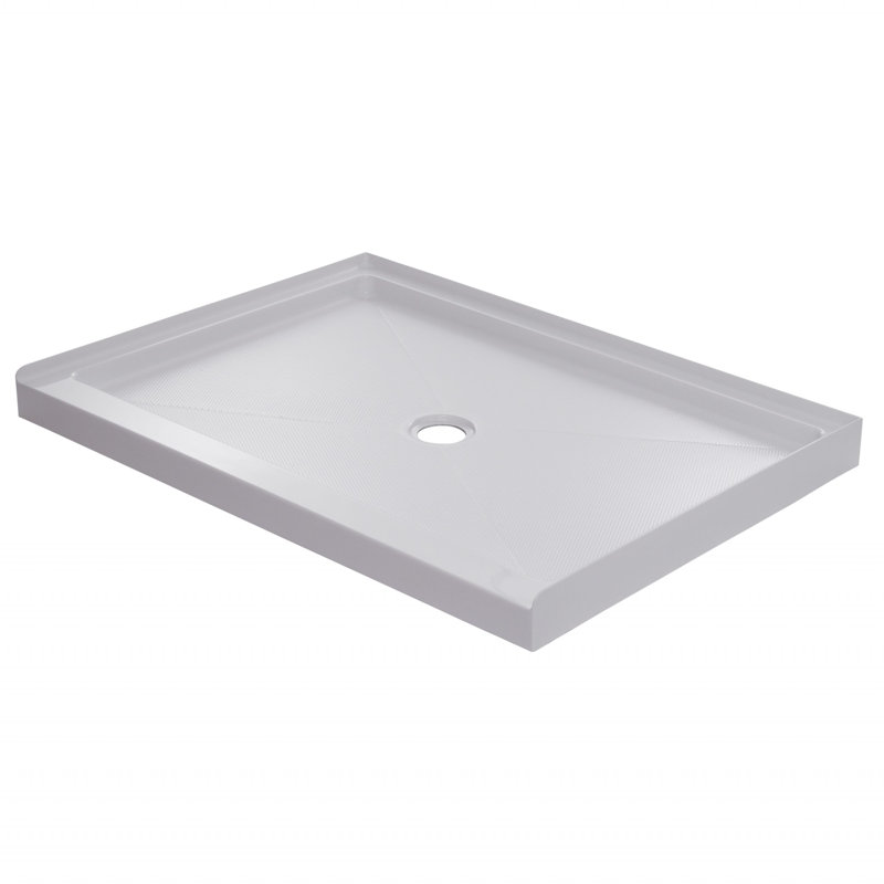 48'' White Rectangular Acrylic Shower Base with Center Drain