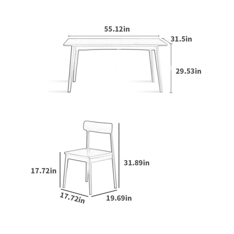 Ensemble de salle à manger rectangulaire l 31,5 po, H 29,53 po x L 55,12 po x l 31,5 po