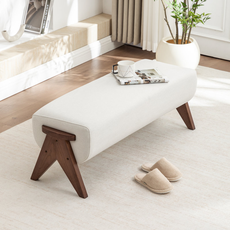 Banc en bois massif Chenice, Beige