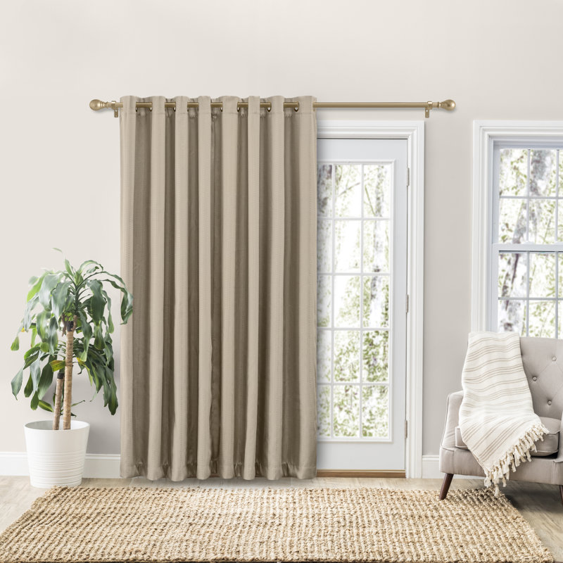 Cedarpoint Elegant Striped Design Grommet Double-Wide Single Patio Panel, Natural, 110" W x 96" L