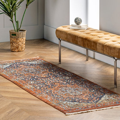 Valentine Oriental/Persian Area Rug for Living Room Bedroom Dining Room Kitchen, Rust/Ivory